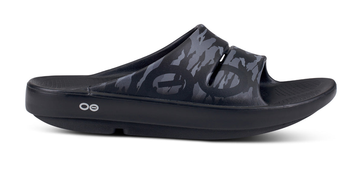 Men s OOahh Sport Slide Sandal Black Camo OOFOS