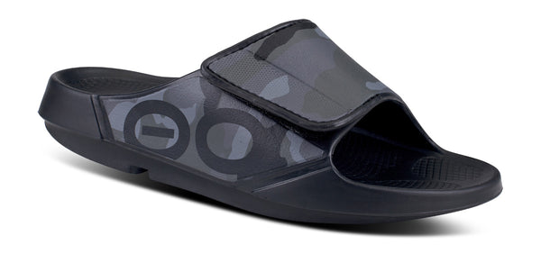 Men s OOahh Sport Flex Sandal Black Camo OOFOS